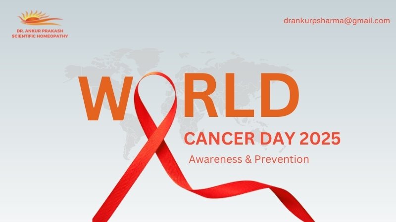 World Cancer Day 2025 banner with a red ribbon forming